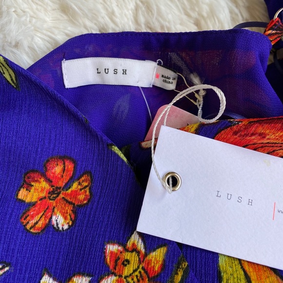 LUSH Hawaiin Print Wrap Mini Dress NWT - Picture 5 of 6